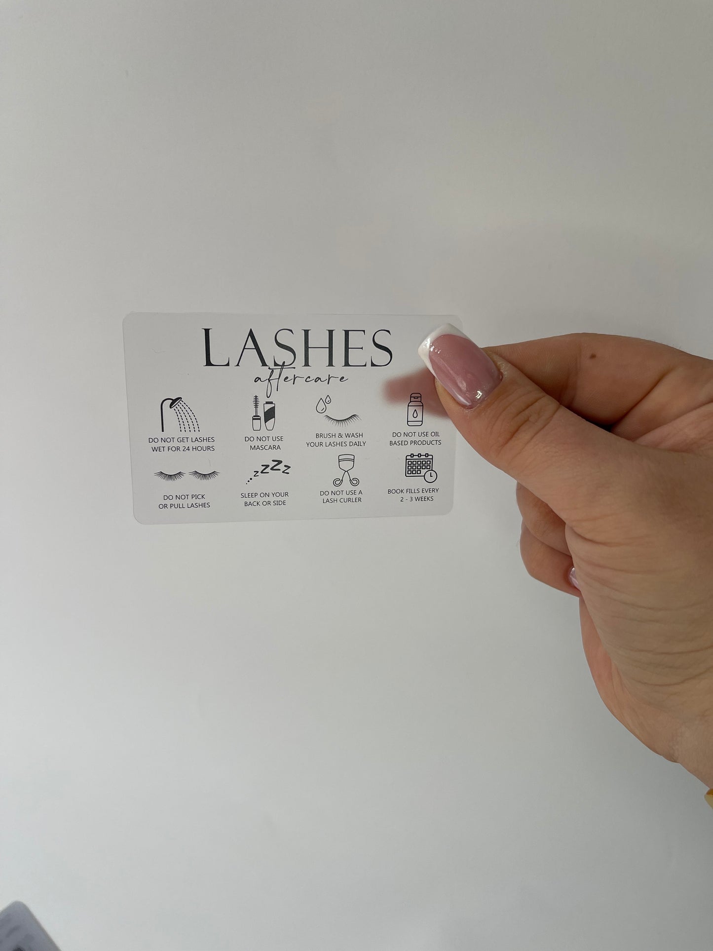 LASH CARE transparent aftercare cards