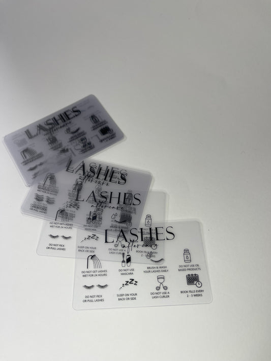 LASH CARE transparent aftercare cards